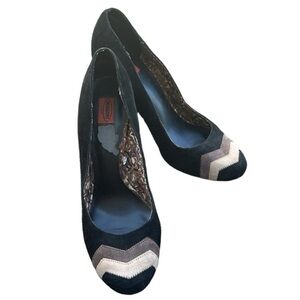 Missoni for Target Black Suede Chunky Heels 9 Y2K